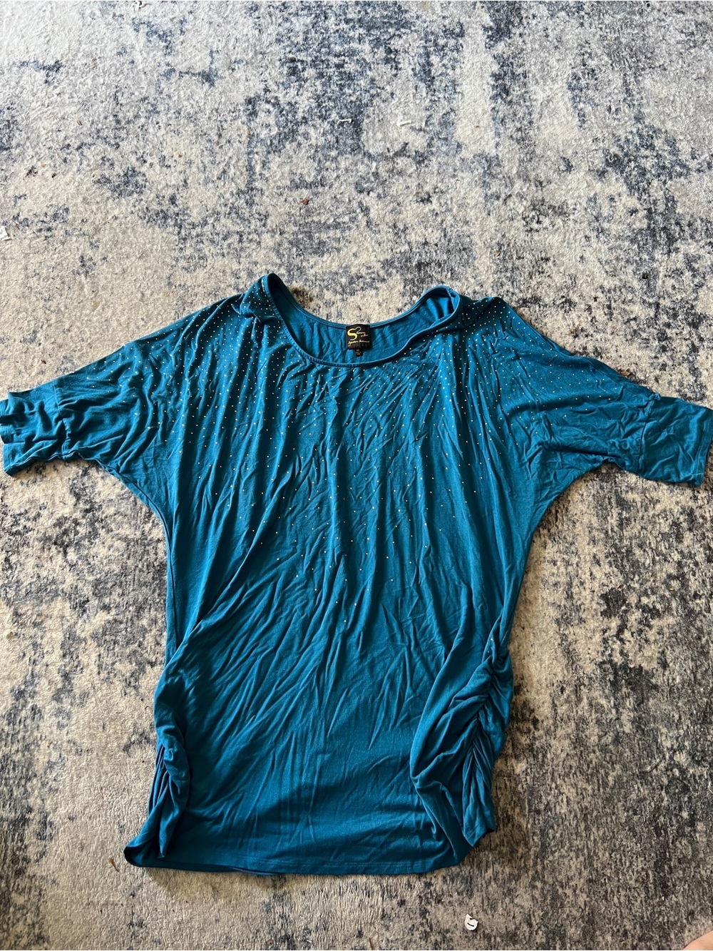 Serena Williams Teal Short-Sleeve Top with Shoulder Embellishments